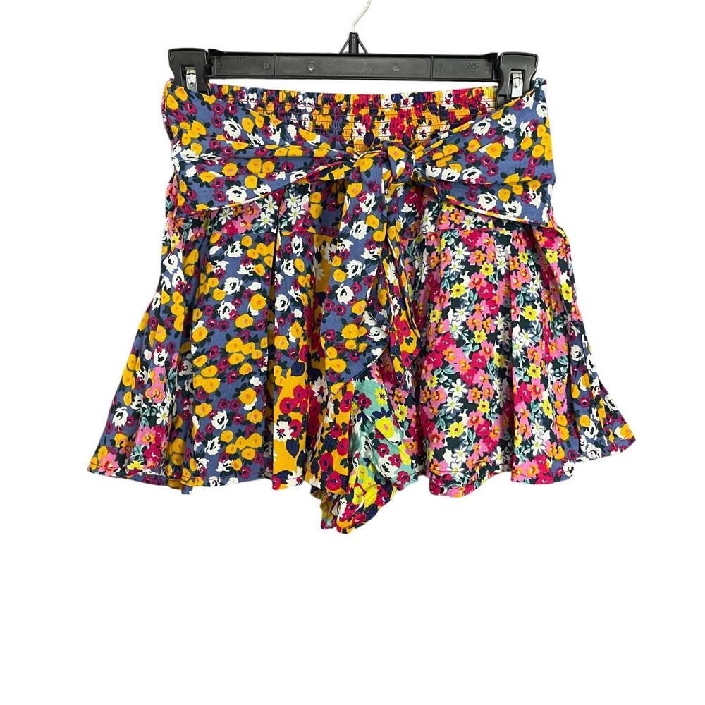 Patrons of Peace Floral Boho Tie‎ Front Skirt Shorts Size Small Maximalist Flowy